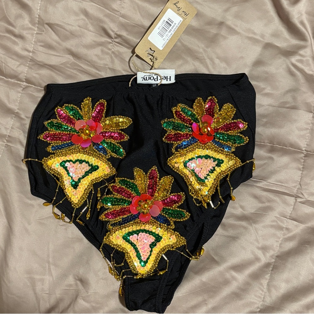 NWT Her Pony Black Sequin Embellished Bottom
